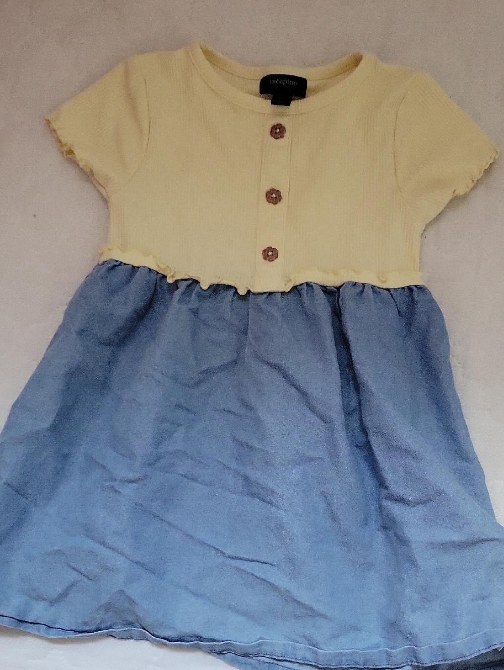 Rocabebe Yellow and Light Blue Two-Tone Girls' Casual Dress
